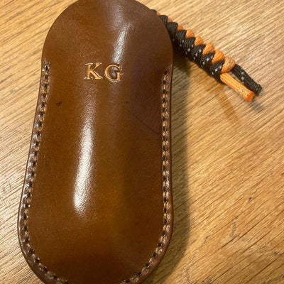 Handmade Leather Horizontal Sheath For Buck 110 Folding Hunter – Right-Handed, Snap Closure