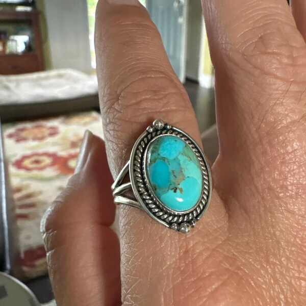 Turquoise Ring ~ Sterling Silver 925 ~ Handmade ~ Statement ~ Hippie ...