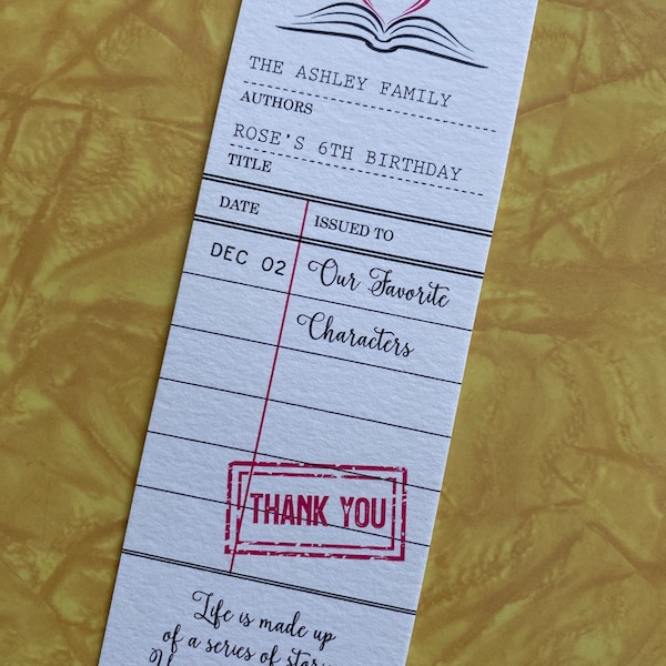 Bookmark Favors - Library Card - Build-a-library Baby Shower ...