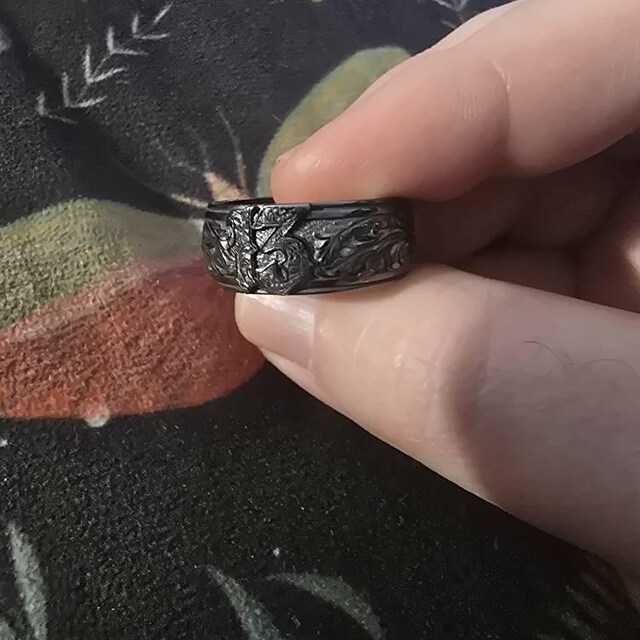 Lucky Number 13 Sterling Silver Ring: Floral Baroque Wedding Band