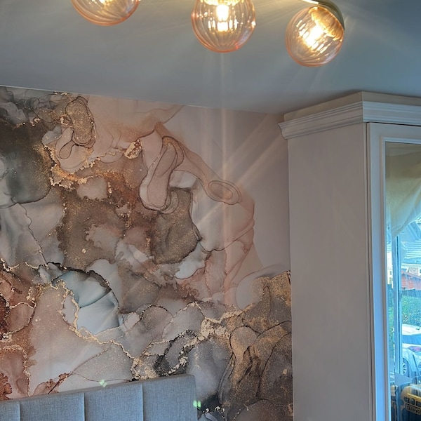 Abstract Wallpaper Fluid Wall Mural Painting Peel and Stick Art Wall ...