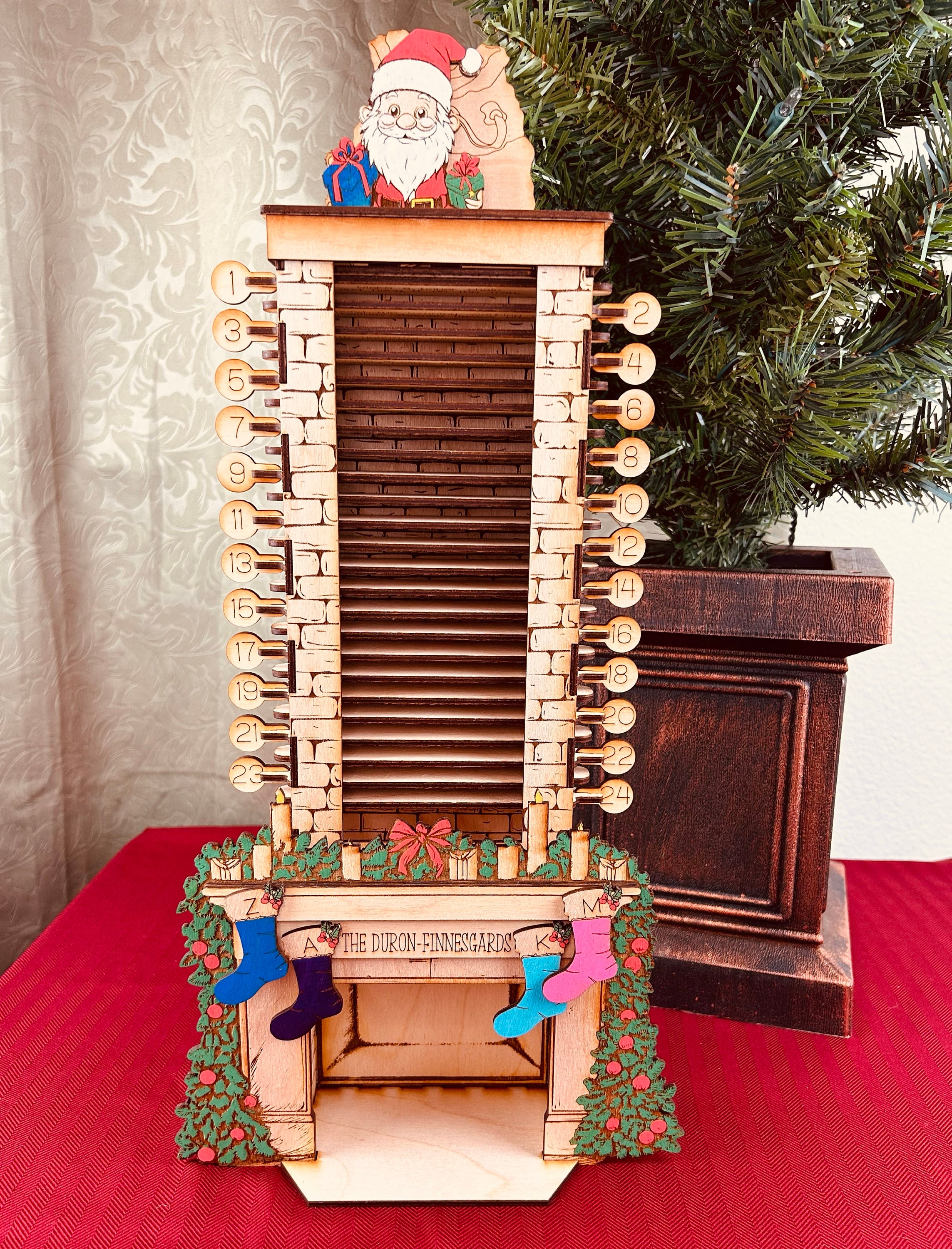 Santa in the Chimney, Christmas Advent Countdown Calendar, Laser Cutting