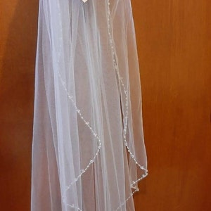 Crystal Beaded Veil Wedding Veil With Pearls Fingertip Veil - Etsy
