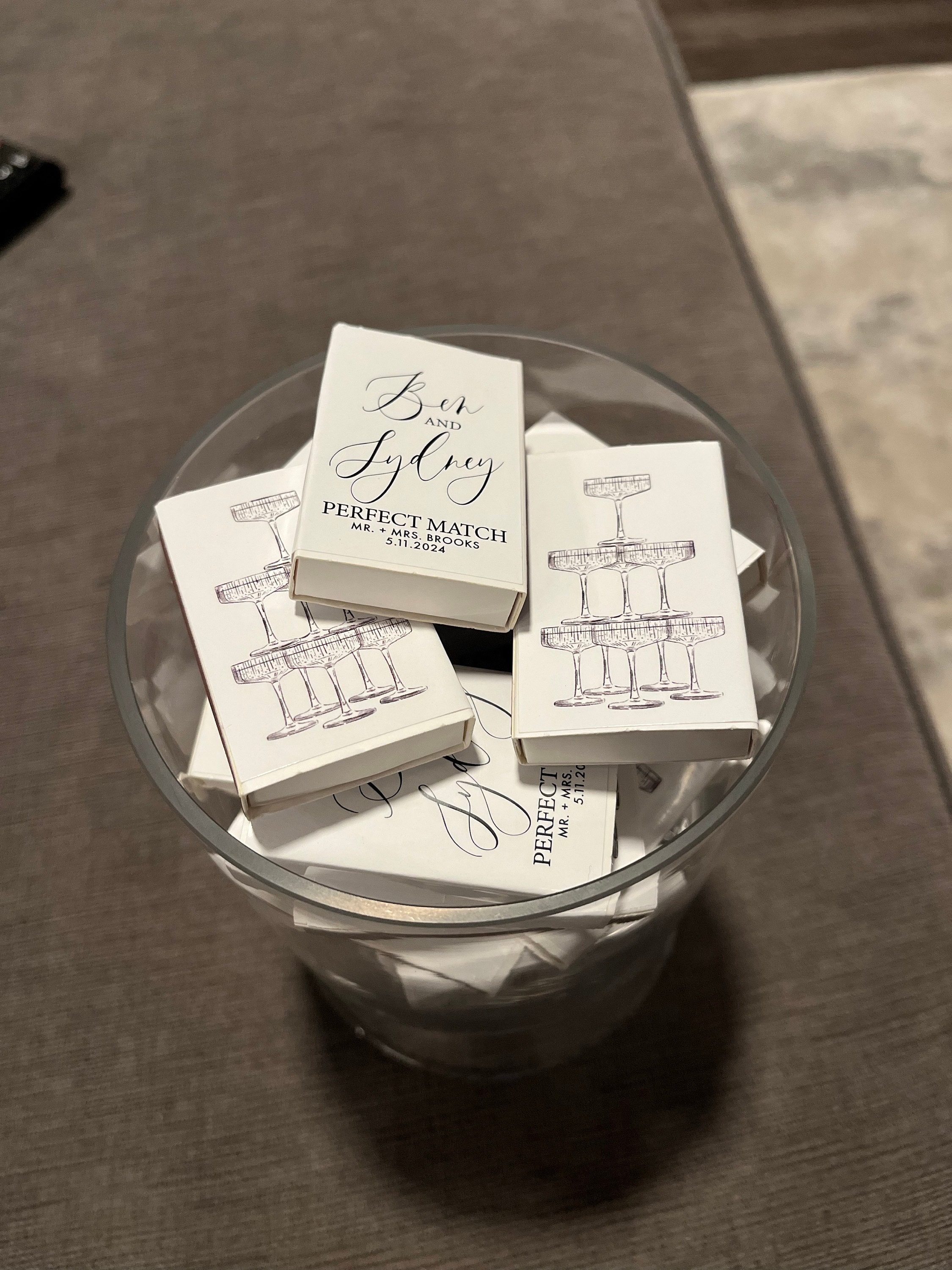 (Set of 50)Personalized Matches, Wedding Favors, Champagne Tower, Reception Favors, Bridal Shower, Engagement, Custom Party Favors