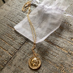 Gold or Silver Coin Necklace / Gold Medallion Necklace / Retro Coin