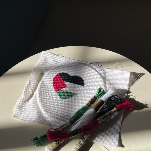 Pink T-Shirt – Hand-Embroidered Palestinian Flag Tatreez main image 1