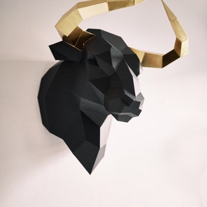 Papercraft 3D BIG BULL HEAD New Low Poly Paper Sculpture Diy Decor for ...