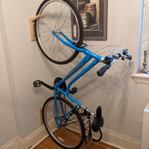 Tokyo Bike Rack Wall Mount / Wooden Wall Hook for Bike Storage ...