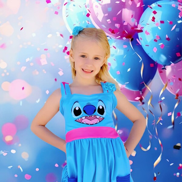 Bayhug Full Sleeve Frock with Hairband Mesh Yoke Dress Kitty Print & Bow Applique- Pink