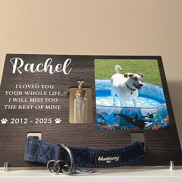 Memorial Pet Collar Sign, Dog Memorial Wood Frame With Collar Holder ...