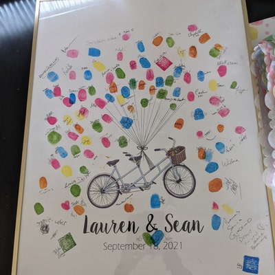 Wedding Guest Book: Tandem Bike Fingerprint Guest Book for Wedding ...