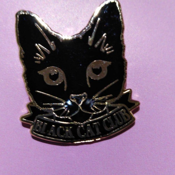 Black Cat Club Pin Badge | Hard Enamel Nickel-free Brooch | Cute Cat ...