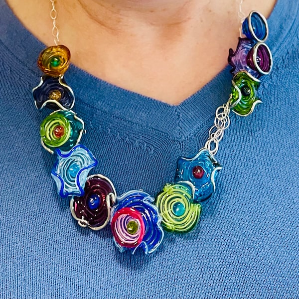 Secret Garden Necklace (large): Handmade Lampwork Glass Beads. Made to ...