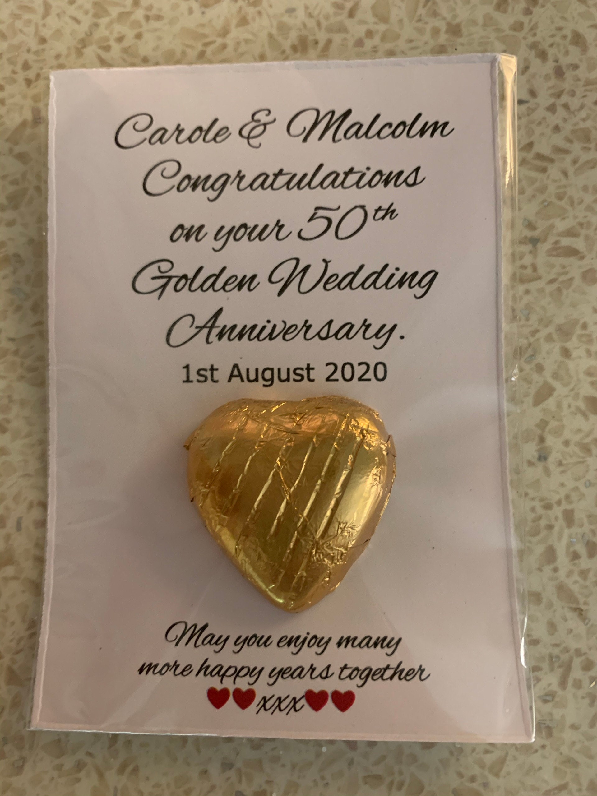 50th Golden Wedding Anniversary Favours With a Chocolate Gold Etsy UK