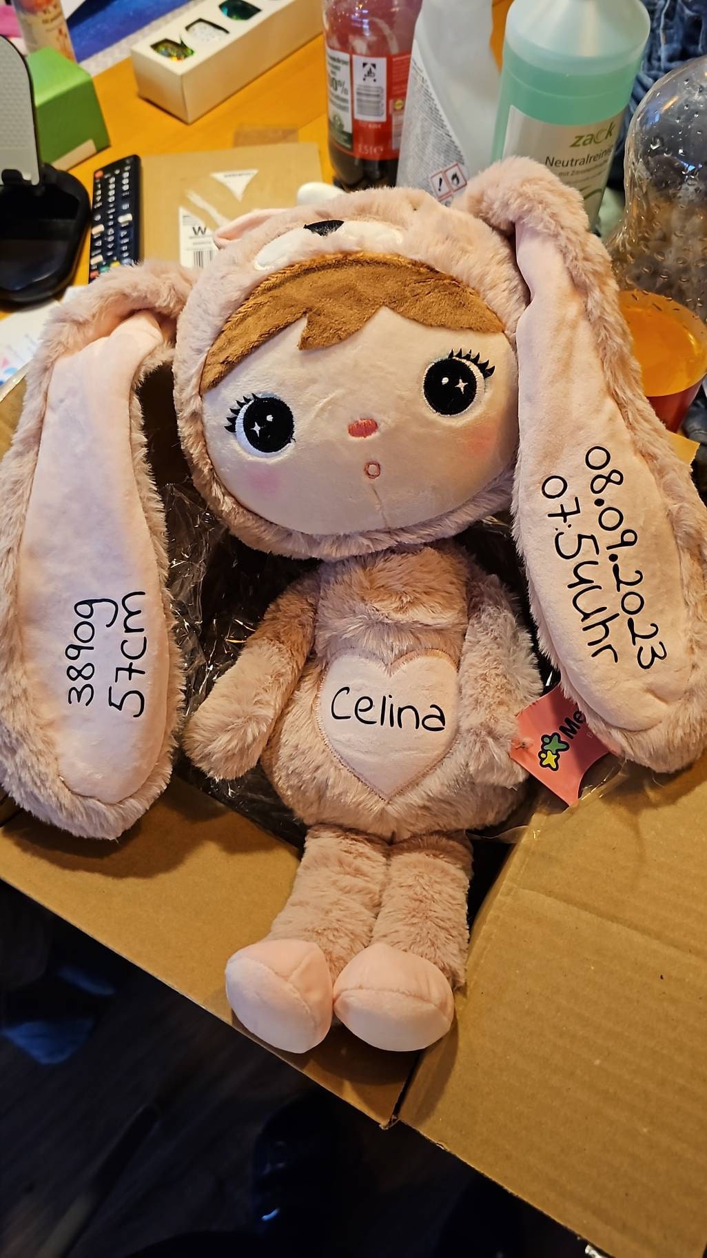 Personalisierbares XXL Kuscheltier Hase Metoo - 48 cm - mit Namen - Geschenk zur Geburt, Geburtstag und Taufe