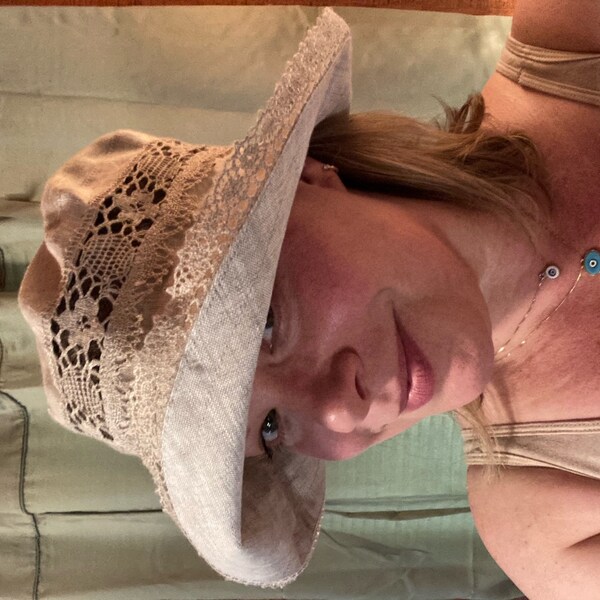 Linen Hat, Summer Hat, Women's Hat, Oeko Tex, Beach Set, Wide-brimmed