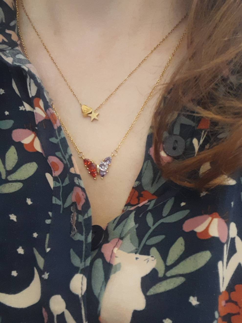 Butterfly Birthstone Necklace, 18K Gold Necklace, Wedding Necklace, Anniversary Gift, Bridal Gift, Grandma Gift, Christmas Gift for Her