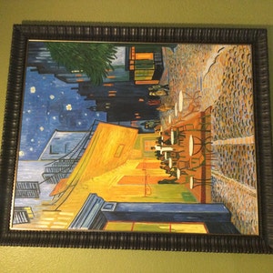 Panther Print Stampa Su Tela – "Terrazza Del Caffè La Sera" Di Van Gogh, 45,7x30,5 Cm, Cornice In Legno