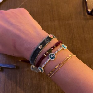Silver Gold Evil Eye Tennis Bracelet , Protection Tennis