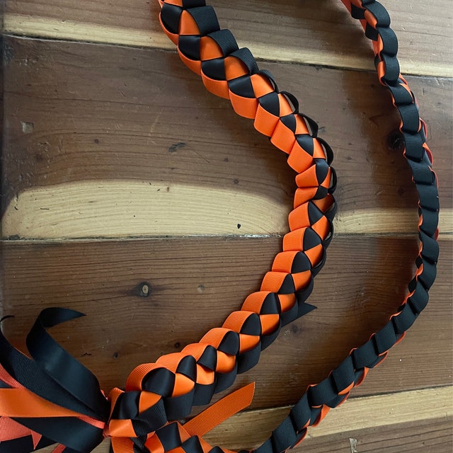 Orange & Black Ribbon Lei | Graduation Gift | Handmade With  display picture 3
