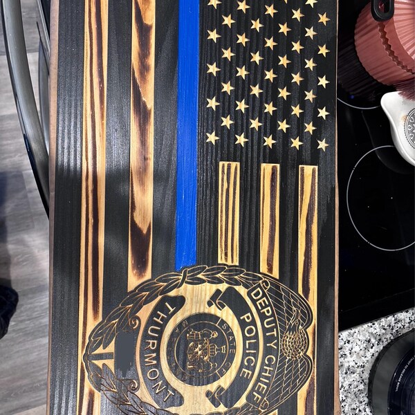 Thin Blue Line Wooden Flag, Police Badge Flag, Wooden Signs, Custom Sign, Military Sign ...