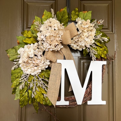 Wreath for Front Door Year Round Mothers Day Gift Personalized All ...