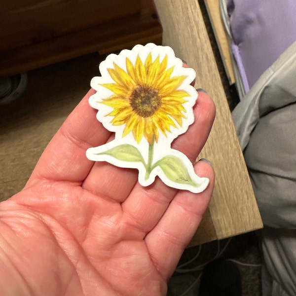 Watercolor Sunflower Sticker - Vinyl Sticker Decal - Etsy