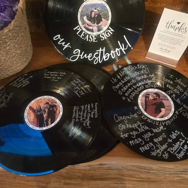 Vinyl Records With Plain White Matte Labels for Crafting, Wall Decor, Invitations, Wedding Guest ...