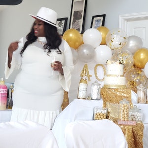 White and gold clearance themed party outfit