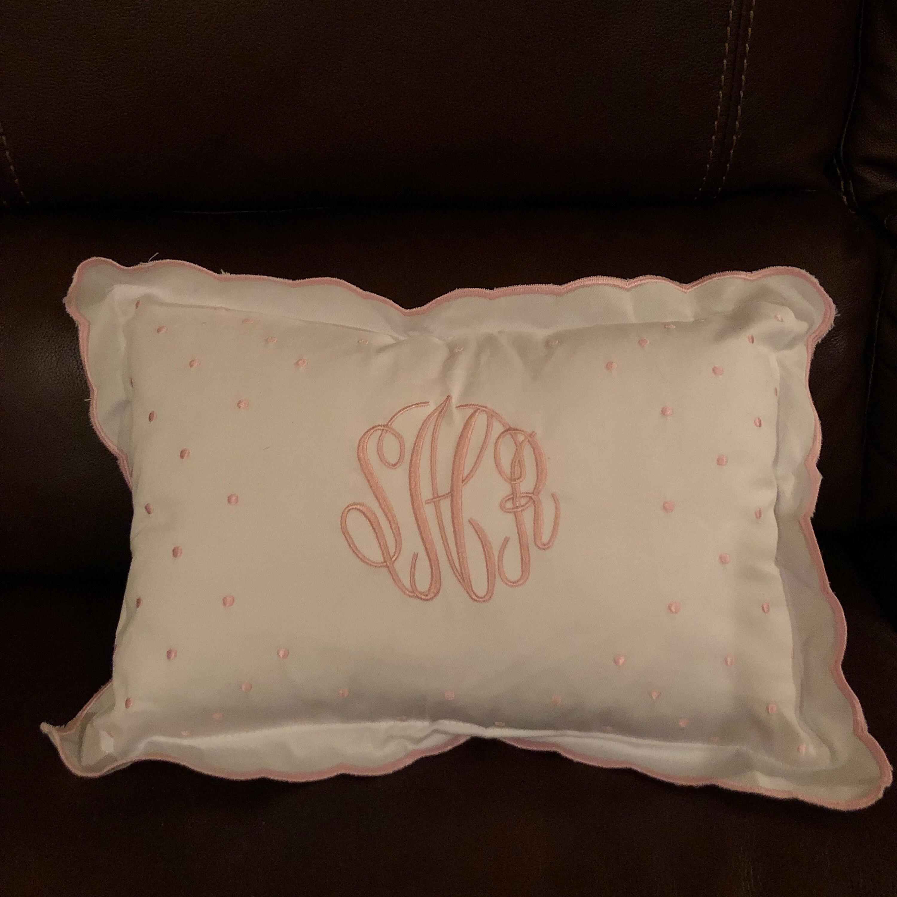 Monogrammed Baby Pillow Crib Nursery Pink Blue White Shower Etsy