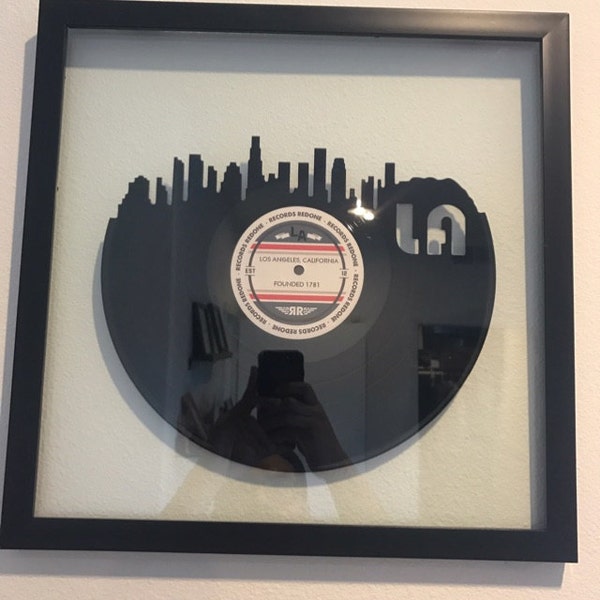 Los Angeles Skyline Records Redone Label Vinyl Record Wall Art - Unique ...