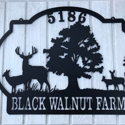 Deer Ranch Family Name Sign Outdoor Deer Scene Metal Art Personalized ...