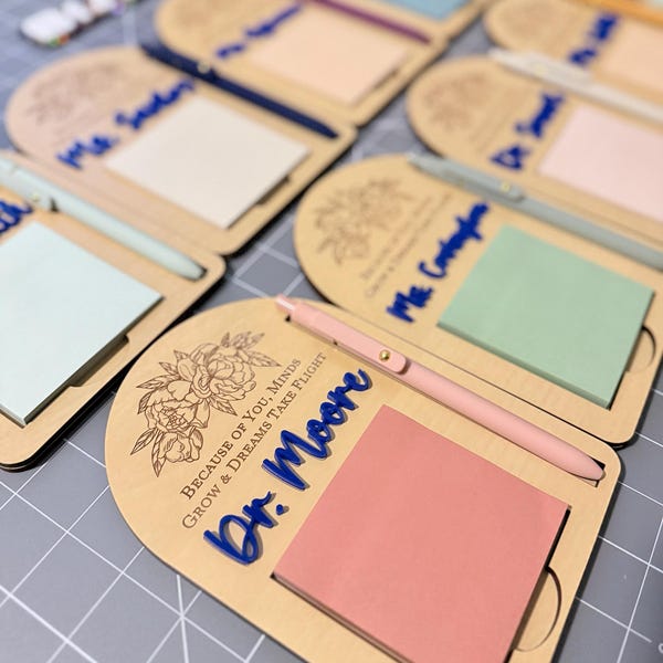 Set of 5 Sticky Note Pad Holder SVG, Teacher Appreciation Week, Mother ...
