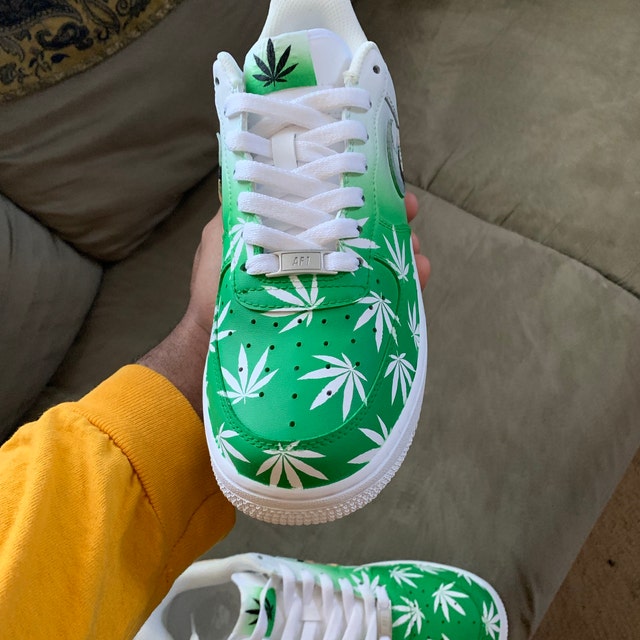 Weed Custom Sneakers Air Force 1, Hand Painted Kicks, Gifts  display picture 3
