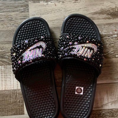 WOMEN'S Bling Nike Benassi Flip Flop Slides - Etsy