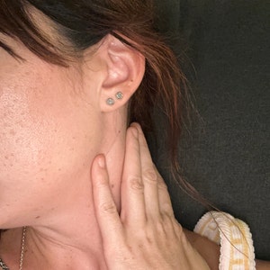 Customer photo from ZettArt, Raw Diamond Stud Earrings in Rose Gold