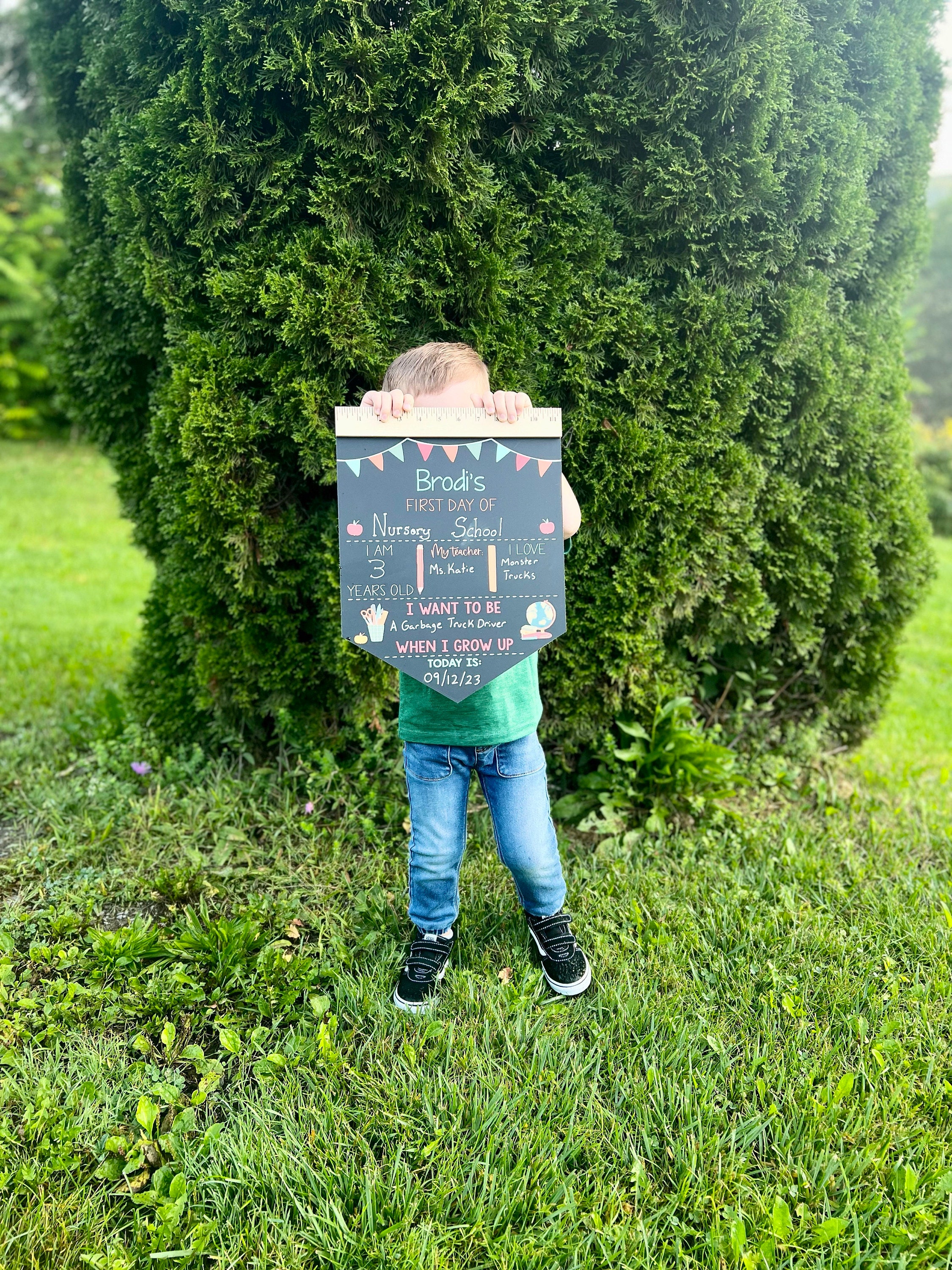 First Day of School Sign, Back to School Chalkboard, Reusable 1st Day Board, Last Day, Kindergarten, First Grade, Preschool, Ruler, BloomOwl