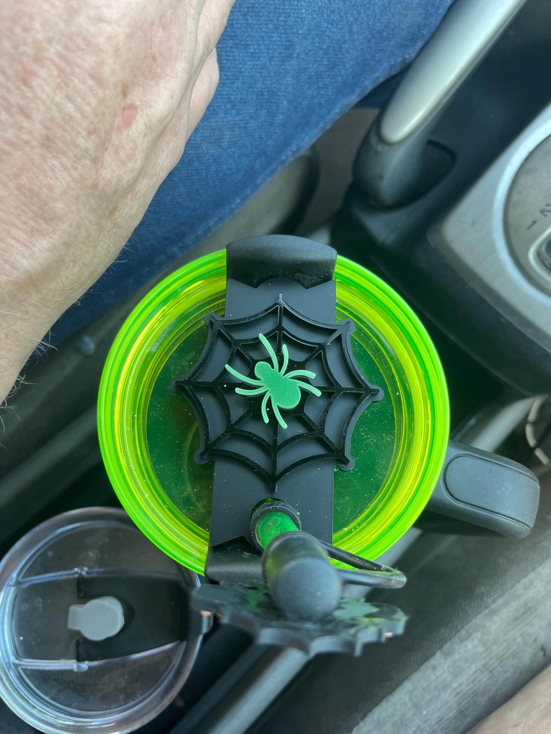 Glow In The Dark Spider Web Halloween Tumbler Topper | 20, 30oz, 40oz, or 64oz Stanley Quencher| Accessory Tag Plate Stanley Flowstate h2.0