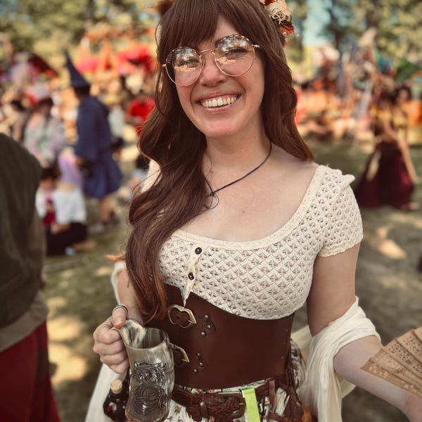 Renaissance Fair Cottagecore Leather Corset Belt for Medieval LARP ...