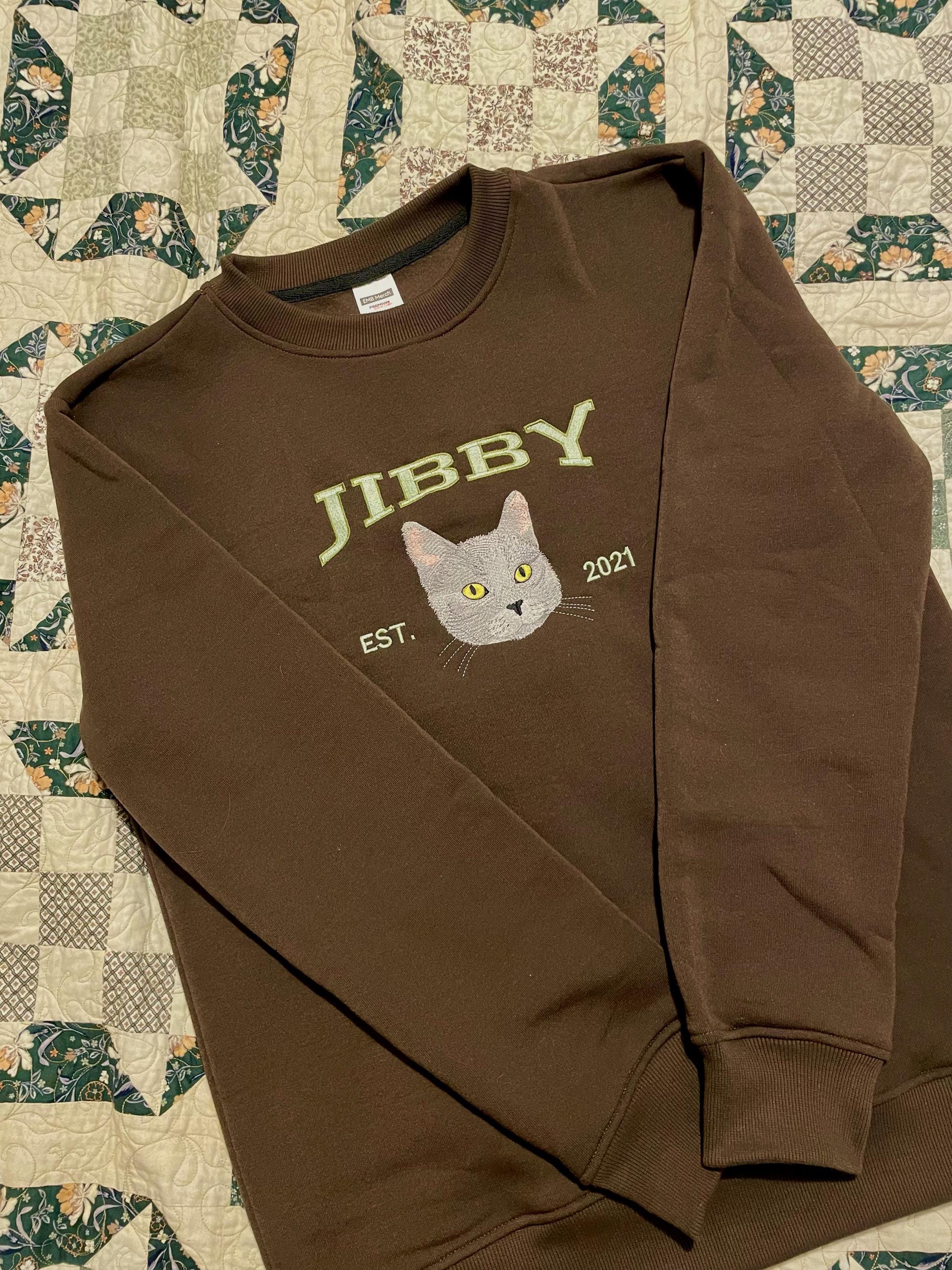 Custom Embroidered Pet From Your Photo T-Shirt, Personalized Cat Sweatshirt, Pet Name Sweatshirt, Cat Mom Gift, Cat Lover Gift, Pet Gift