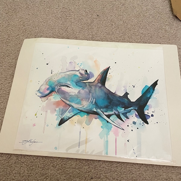 Hammerhead Shark Limited Edition Watercolor Art Print by Slaveika ...