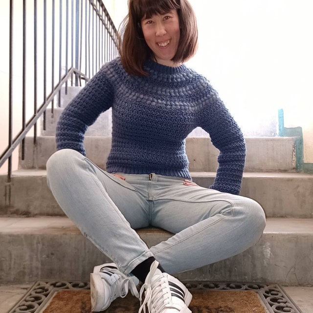 A customer's finished Macchiato Sweater Crochet Pattern PDF