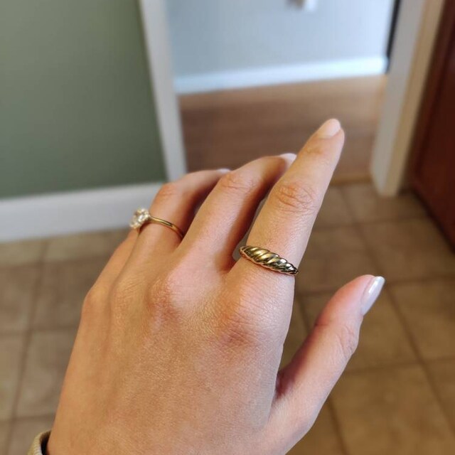 [LAZYDAWN] croissant ring 指輪 リング Twisted Dome Diamond Ring Gold Croissant Ring Twisted Domed