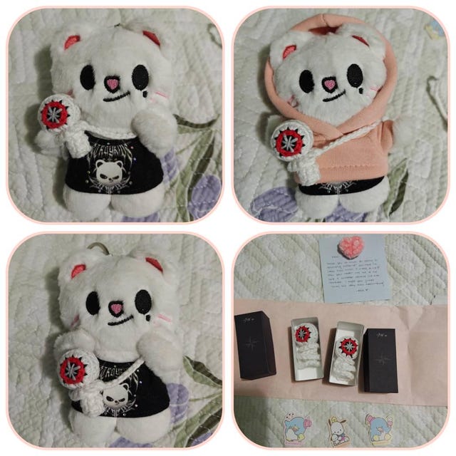 Crochet Stray Kids Lightstick Keychain Plush Doll Clothes Kpop