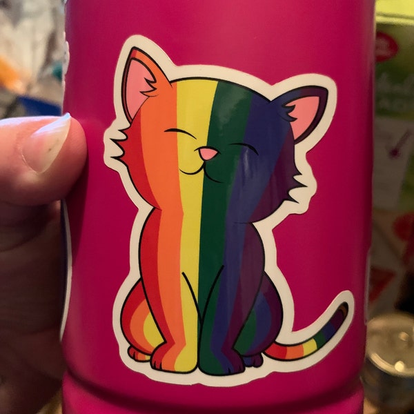 LGBTQ Rainbow Pride Kitty Sticker | LGBTQ Flag | Pride Sticker | Decal ...