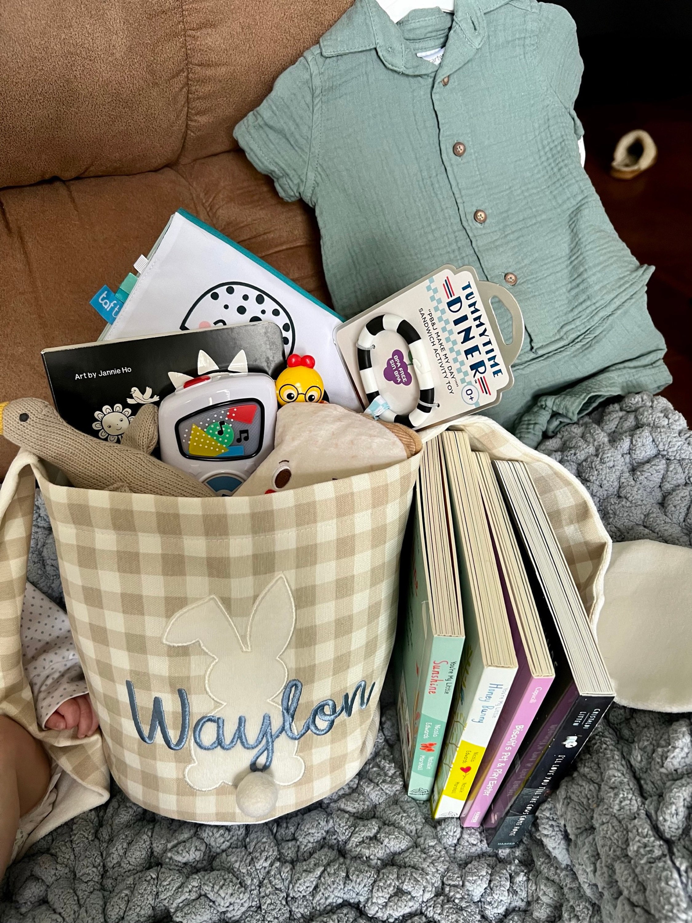 Personalized Easter Basket. Custom Embroidered Easter Bunny. Kids Easter Basket. Baby Girl And Boy Basket. Egg Basket For Easter Activities.