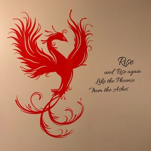 Wall Vinyl Decal Home Decor Art Sticker Rise and Rise Again Like The Phoenix from The Ashes Phrase Quote Lettering Phoenix Bird Room Removable Stylish