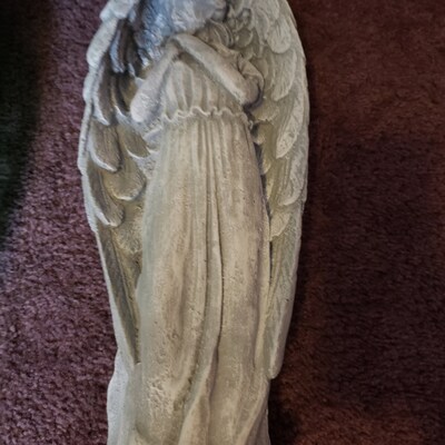 Solid Concrete Angel Statue Hand Painted Marble Finish - Etsy