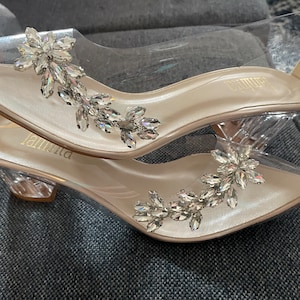 Princess Short Heeled Bridal Shoes.transparent Flower Heeled Shoes ...