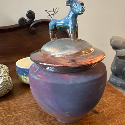 Urne Funéraire En Raku Bleue - Etsy